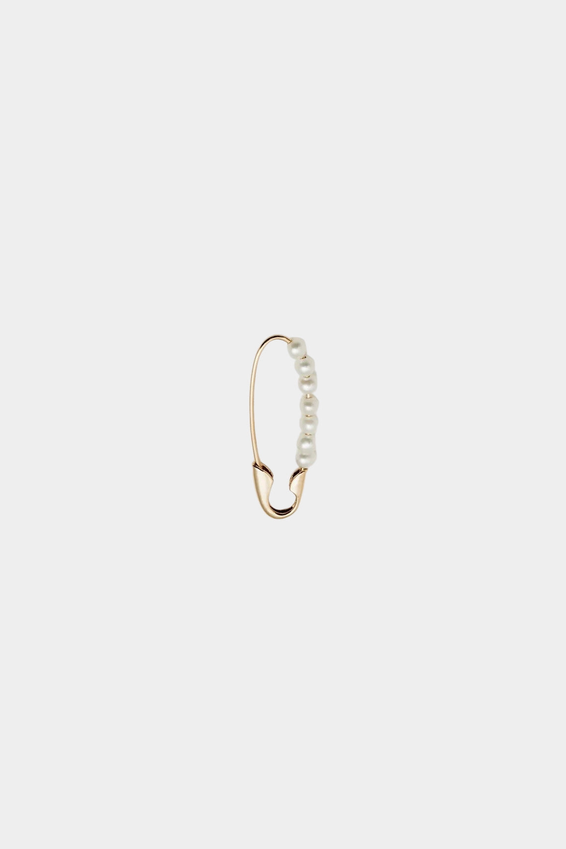 14K gold hoop earring with freshwater pearl beads.