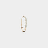 14K gold hoop earring with freshwater pearl beads.