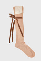 Maria La Rosa | College Velvet Bow In Natural - SHOP YUCCA Socks MARIA LA ROSA - YUCCA 