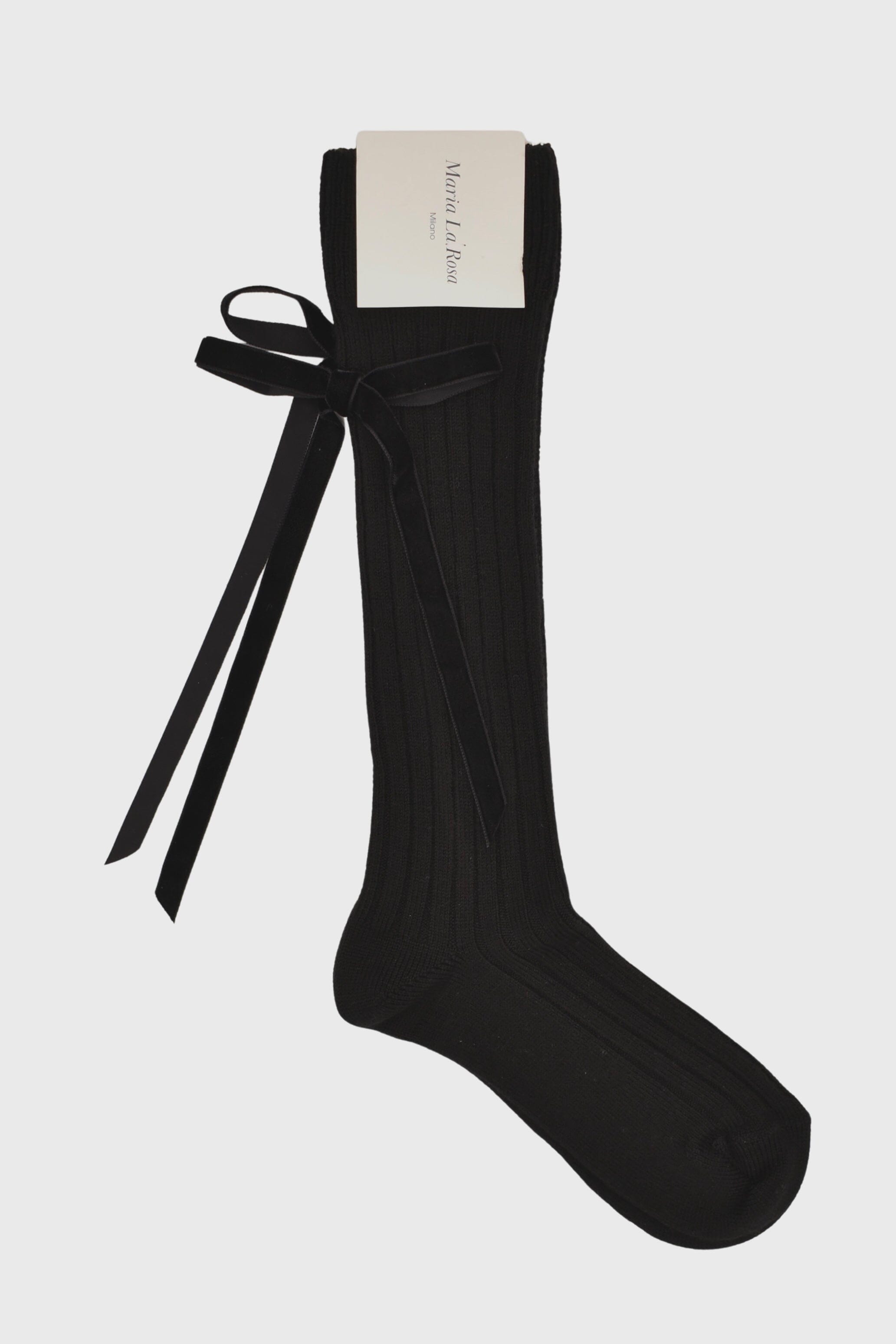 Maria La Rosa | College Velvet Bow In Black - SHOP YUCCA Socks MARIA LA ROSA - YUCCA 