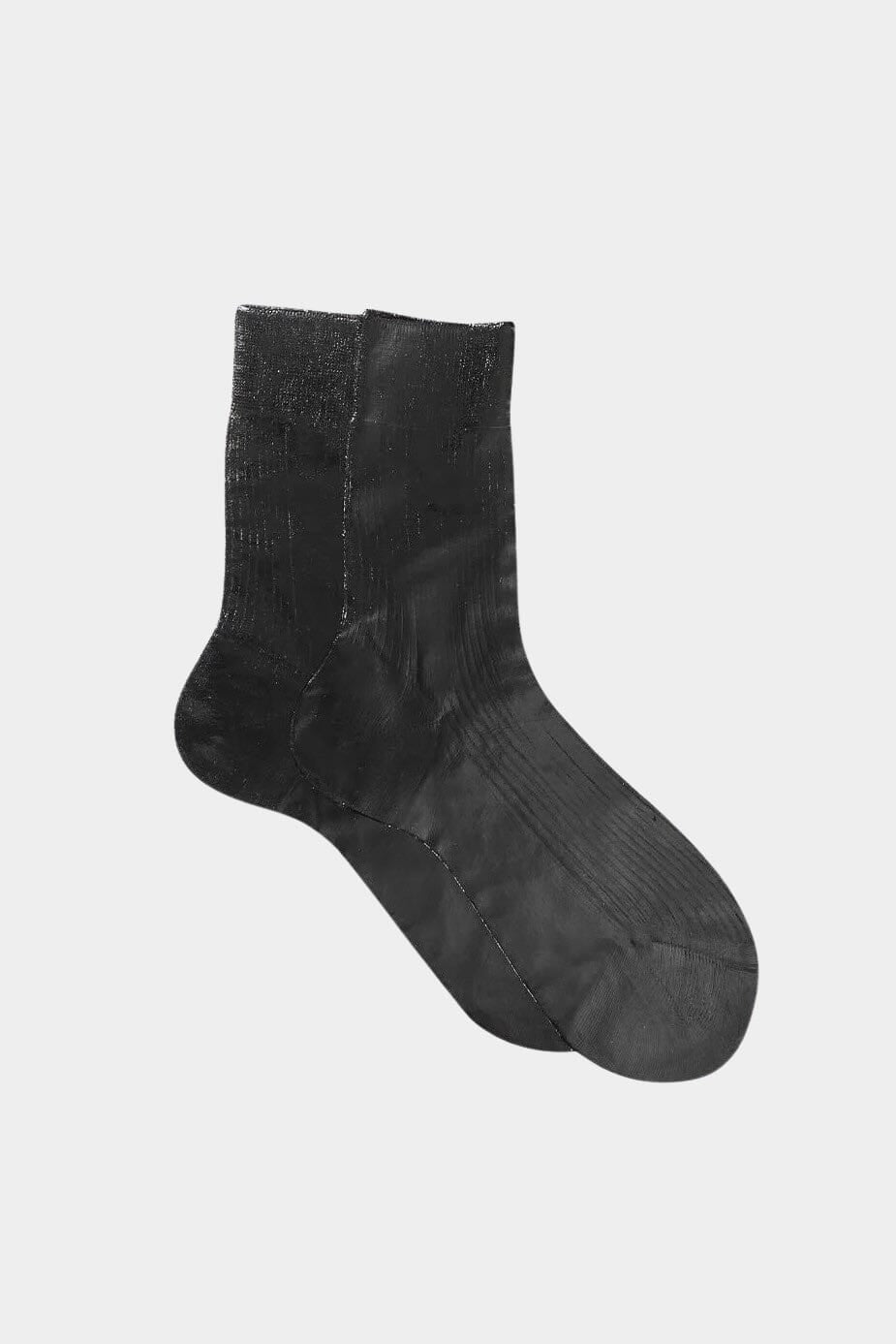 Maria La Rosa - One Ribbed Laminated Socks - Black - Socks - YUCCA, boutique near me, unique socks, Italian socks.