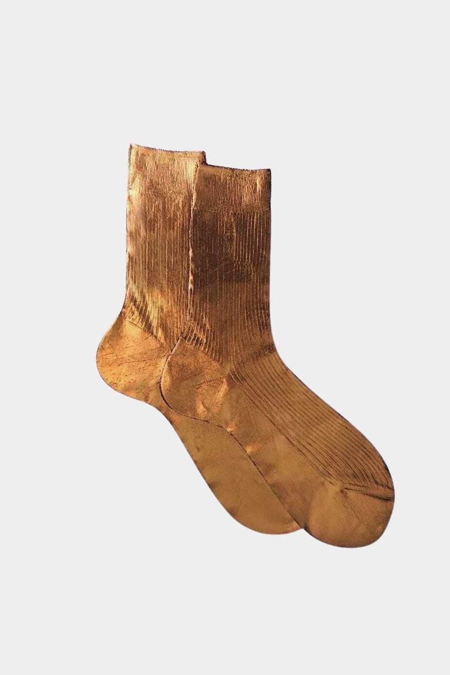 Maria La Rosa - One Ribbed Laminated Socks - Brown - Socks - YUCCA, boutique near me, unique socks, Italian socks.