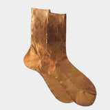 Maria La Rosa - One Ribbed Laminated Socks - Brown - Socks - YUCCA, boutique near me, unique socks, Italian socks.