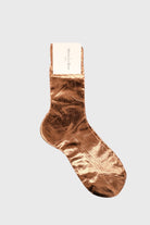 MARIA LA ROSA | One Ribbed Laminated Socks In Brown - SHOP YUCCA Socks MARIA LA ROSA - YUCCA 