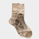 Maria La Rosa - One Ribbed Laminated Socks - Bruciato - Socks - YUCCA, boutique near me, unique socks, Italian socks.