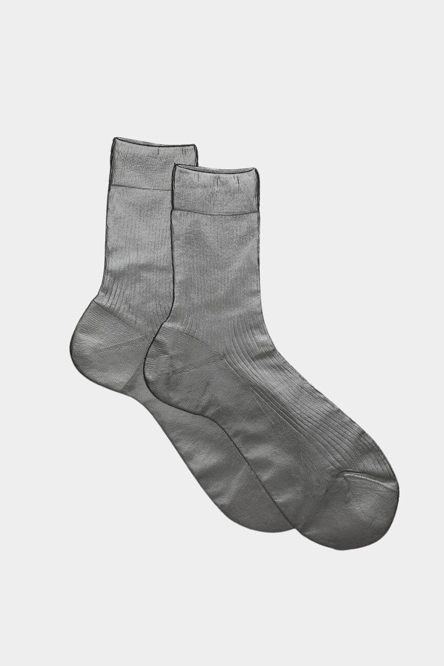 Maria La Rosa - One Ribbed Laminated Socks - Fumo - Socks - YUCCA, boutique near me, unique socks, Italian socks.