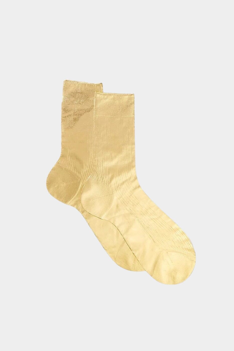 Maria La Rosa - One Ribbed Laminated Socks - Gold - Socks - YUCCA, boutique near me, unique socks, Italian socks.