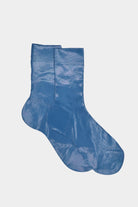 Maria La Rosa - One Ribbed Laminated Socks - Blue Reale - Socks - YUCCA, boutique near me, unique socks, Italian socks.