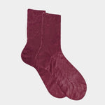 Maria La Rosa - One Ribbed Laminated Socks - Bordeaux - Socks - YUCCA, Artistic clothing for women, boutique stores near me.