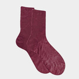Maria La Rosa - One Ribbed Laminated Socks - Bordeaux - Socks - YUCCA, Artistic clothing for women, boutique stores near me.