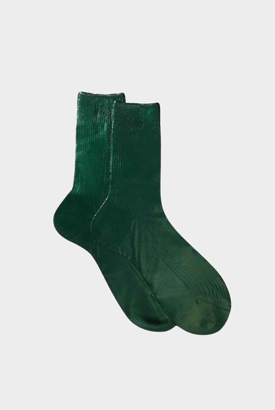 Maria La Rosa | One Ribbed Laminated Socks - Forest Green - YUCCA - Socks, Artistic clothing for women, boutique store near me