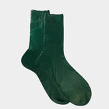 Maria La Rosa | One Ribbed Laminated Socks - Forest Green - YUCCA - Socks, Artistic clothing for women, boutique store near me