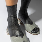 Maria La Rosa - One Ribbed Laminated Socks - Fumo - Socks - YUCCA, boutique near me, unique socks, Italian socks.