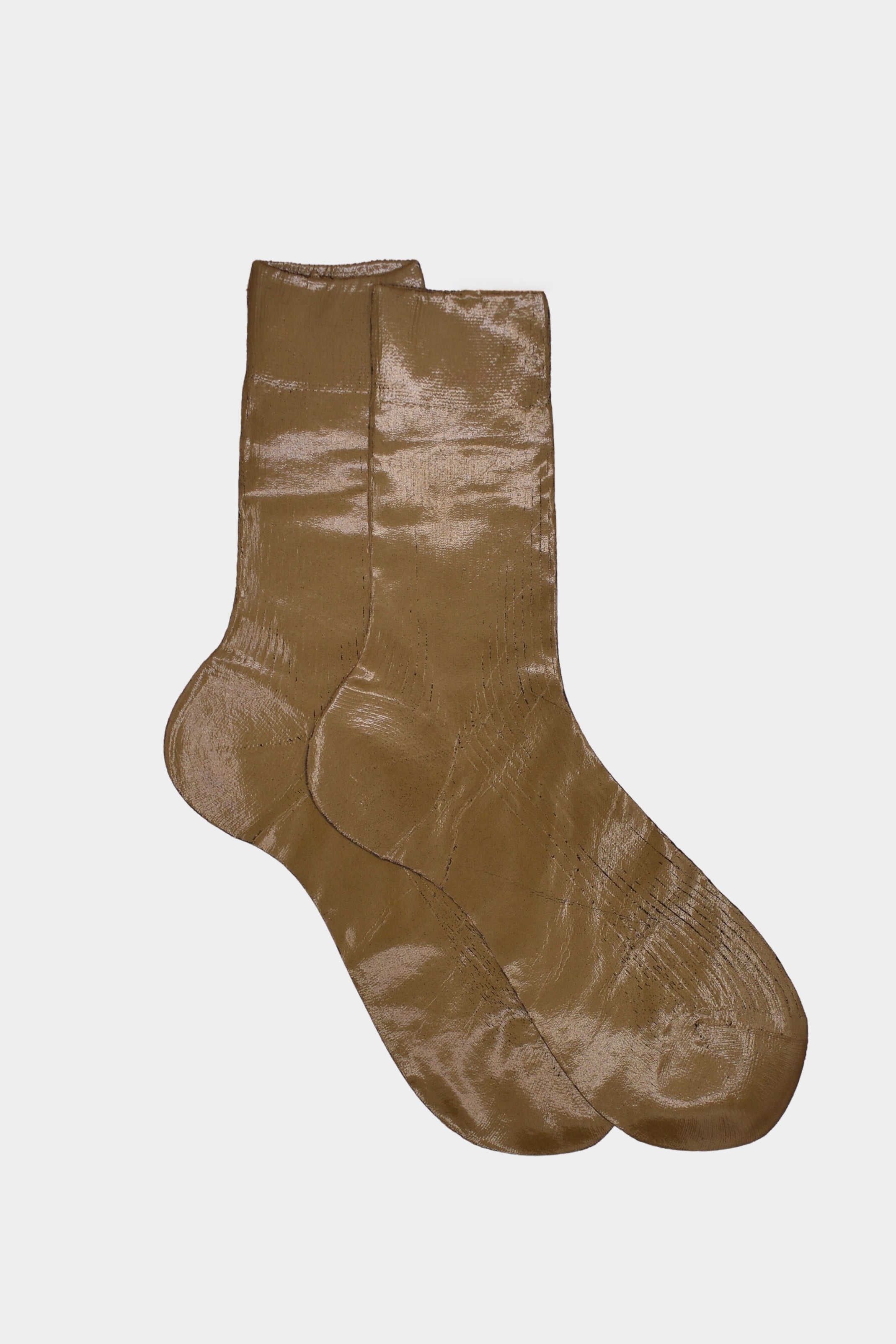 Maria La Rosa - One Ribbed Laminated Socks - Licorice - Socks - YUCCA, boutique near me, unique socks, Italian socks.