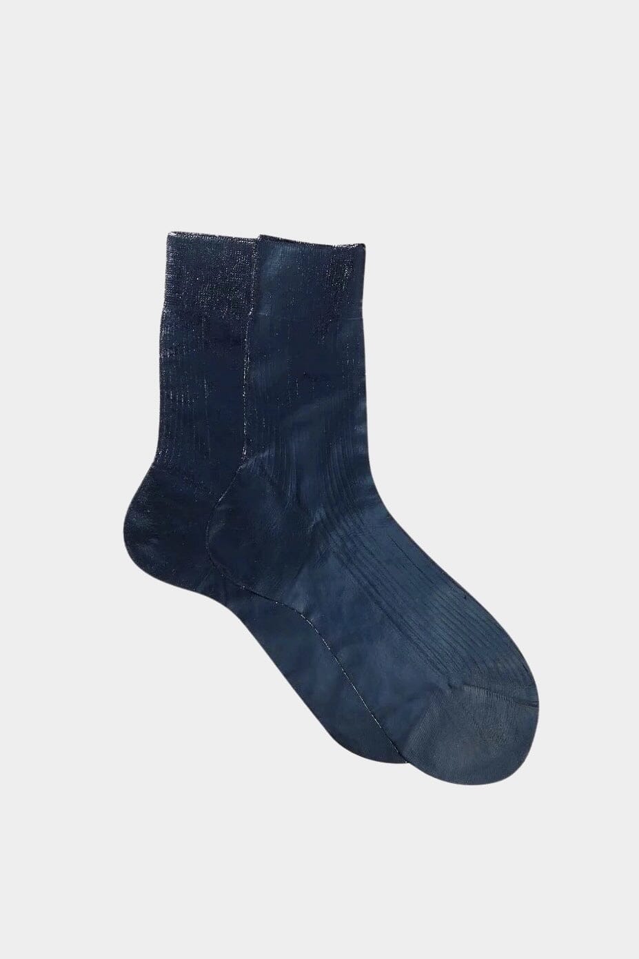 Maria La Rosa | One Ribbed Laminated Socks - Navy - YUCCA - Socks, Artistic clothing for women, boutique near me.