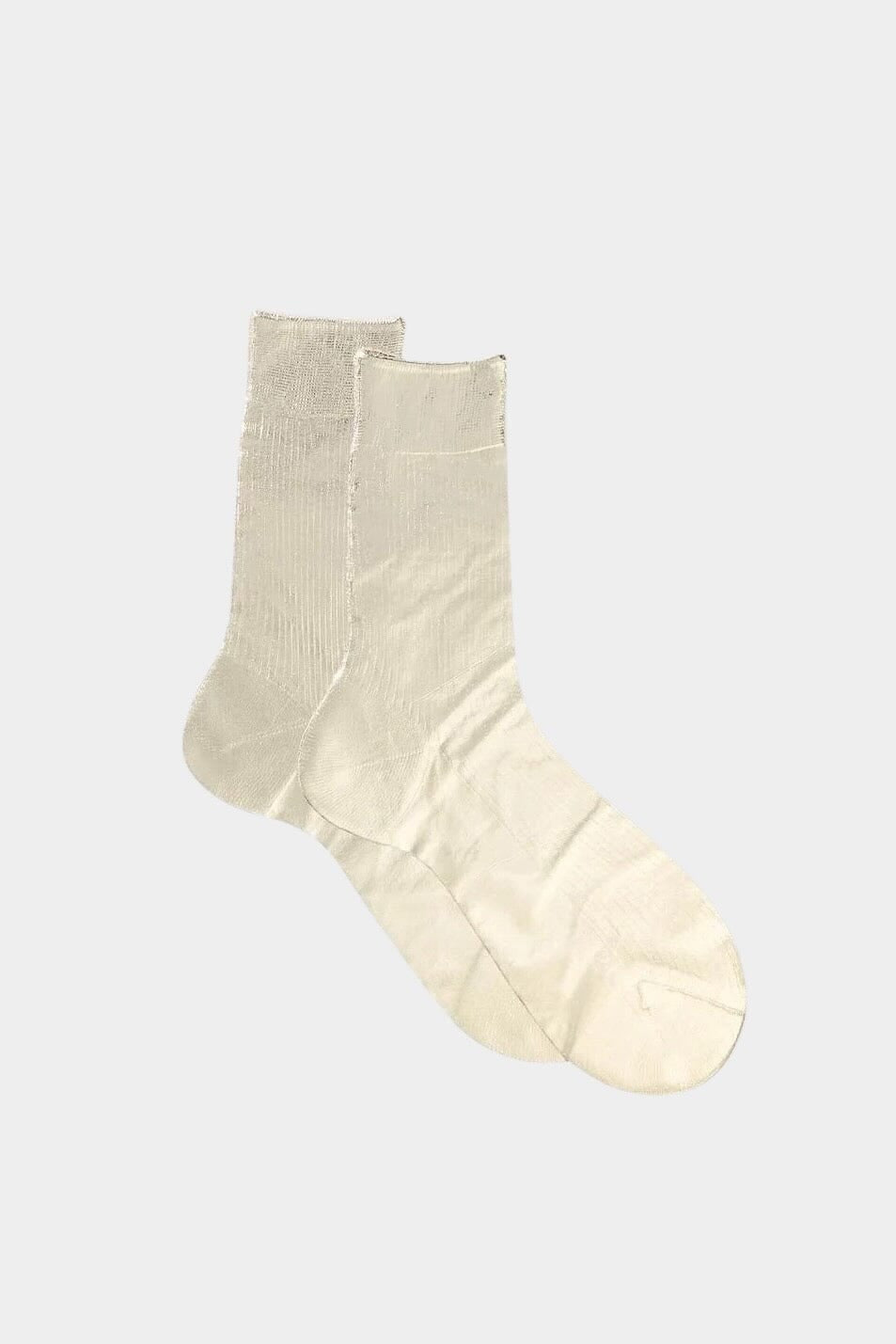 Maria La Rosa - One Ribbed Laminated Socks - Platino - YUCCA - Socks - Artistic clothing for women, boutique stores near me.