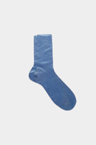 Maria La Rosa - One Ribbed Laminated Socks - Blue Reale - Socks - YUCCA, boutique near me, unique socks, Italian socks.