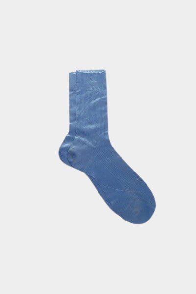 Maria La Rosa - One Ribbed Laminated Socks - Blue Reale - Socks - YUCCA, boutique near me, unique socks, Italian socks.