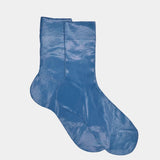 Maria La Rosa - One Ribbed Laminated Socks - Blue Reale - Socks - YUCCA, boutique near me, unique socks, Italian socks.