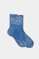 Maria La Rosa - One Ribbed Laminated Socks - Blue Reale - Socks - YUCCA, boutique near me, unique socks, Italian socks.