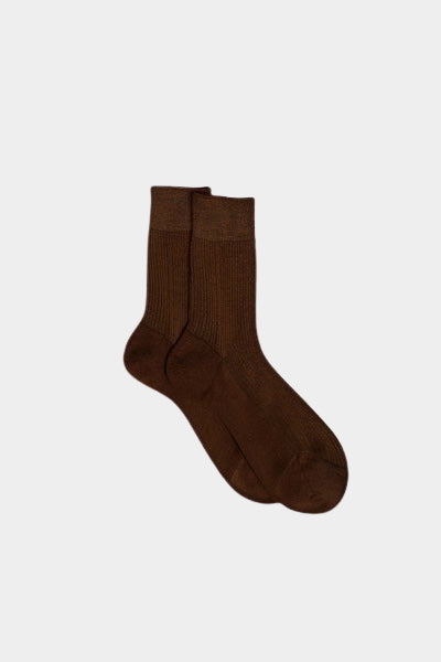 Maria La Rosa - One Ribbed Socks - Dark Brown - YUCCA, cozy socks, unique socks, Italian socks.
