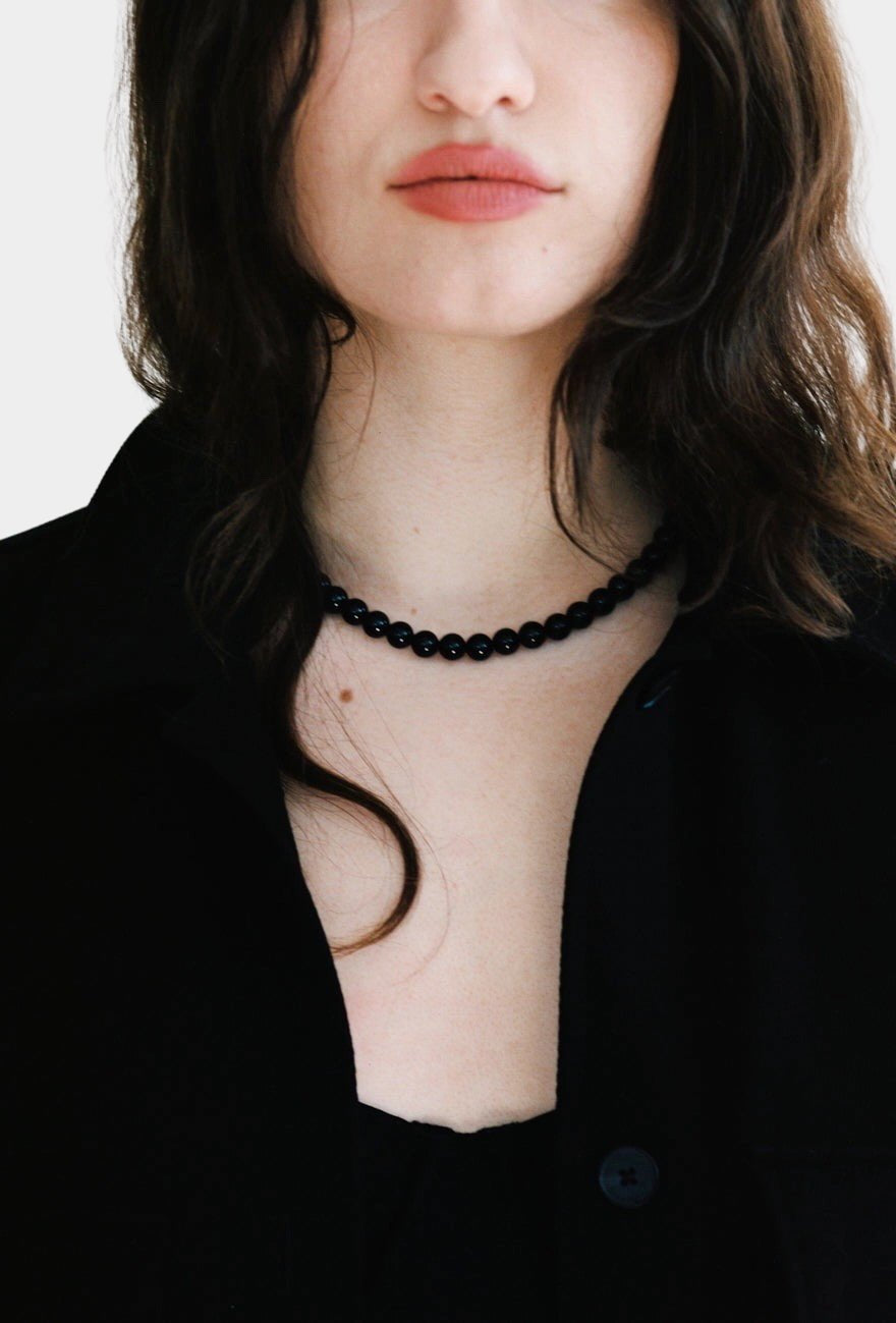 Maslo Jewelry - Frances Necklace - Black Onyx - Necklaces - YUCCA, beaded choker, modern sculptural jewelry Denver.