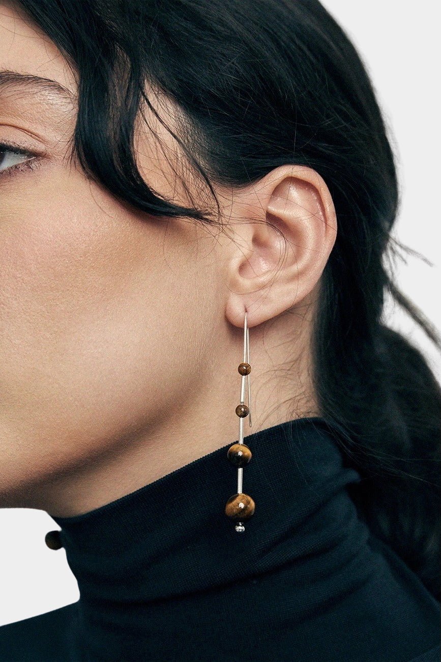 Maslo Jewelry - Idole Earrings - Tigers Eye - Earrings - YUCCA, Denver boutique jewelry, sculptural minimalist accessories.