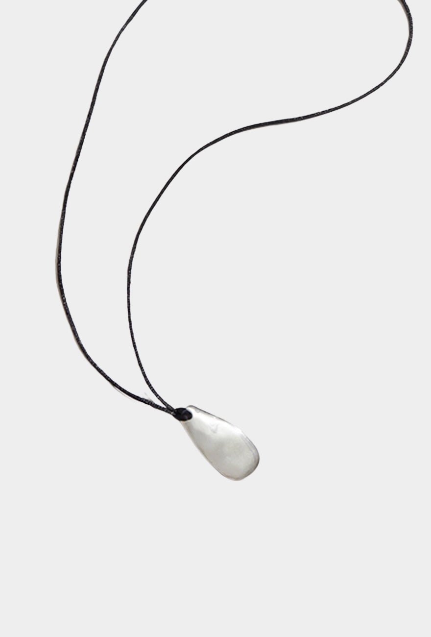 Maslo - Large Pebble Pendant Necklace - YUCCA, minimalist sculptural jewelry for women, women’s artistic jewelry.