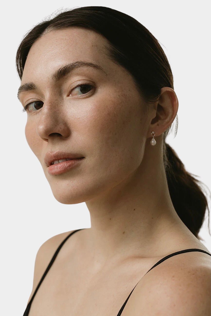 Maslo Jewelry - Balle Pearl Studs - Earrings - YUCCA, artistic minimalist jewelry for women, Denver jewelry boutique.