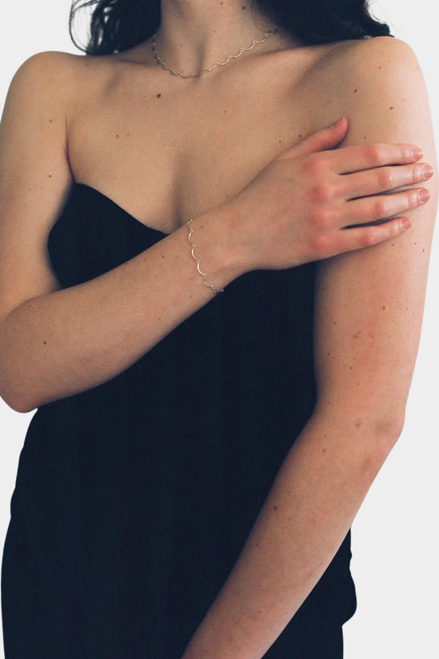 Maslo Jewelry - Scallop Bracelet - Sterling Silver - YUCCA, modern sterling silver cuff with scalloped edges, polished metal.