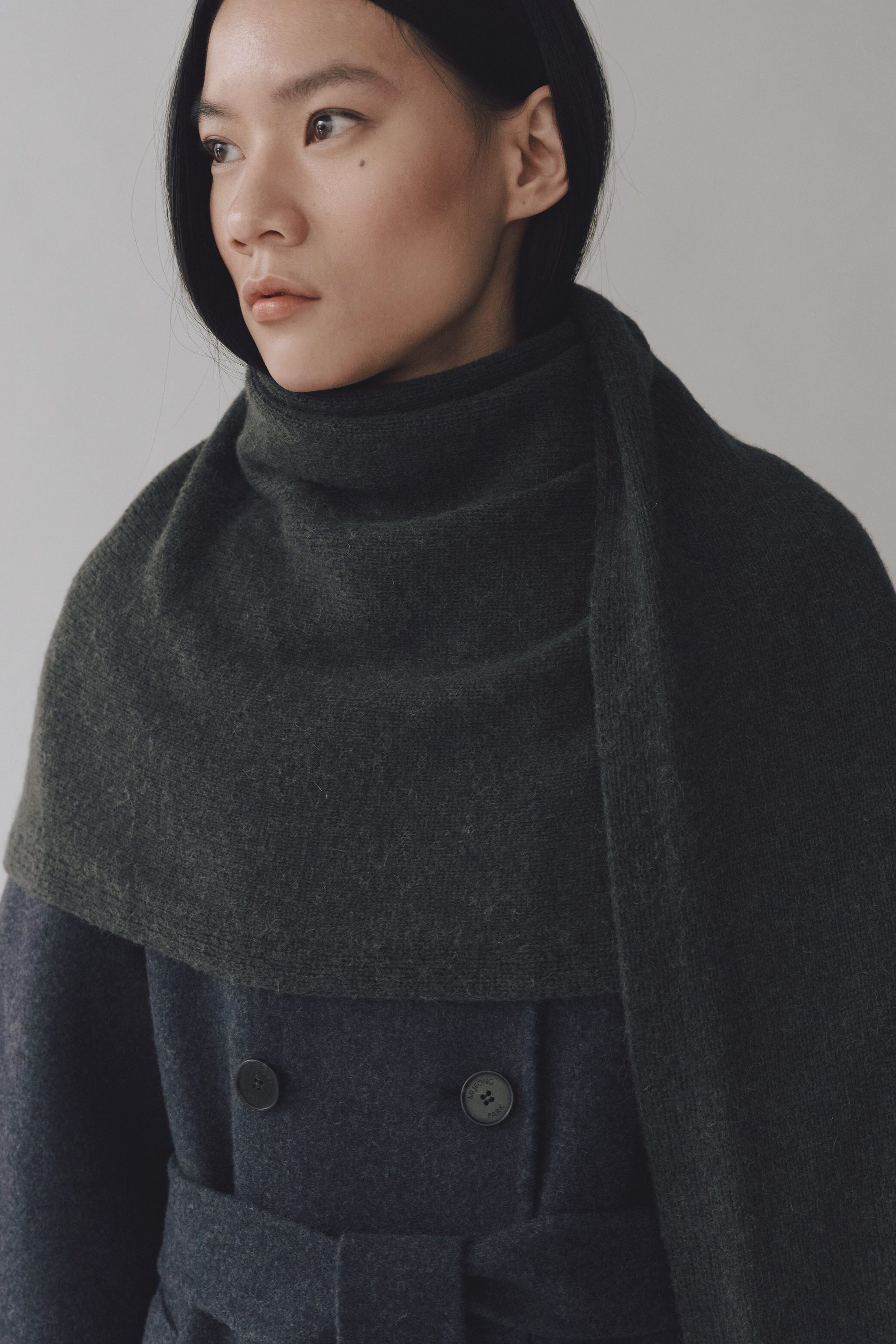 Mijeong Park | Alpaca Blend Knit Scarf In Charcoal - SHOP YUCCA Scarf MIJEONG PARK - YUCCA 