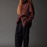 Asymmetric Cotton Shirt, Brown