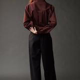 Asymmetric Cotton Shirt, Brown