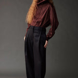 Asymmetric Cotton Shirt, Brown