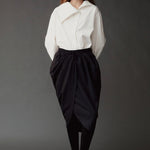Front view of the Mijeong Park Asymmetric Cotton Shirt in white at SHOP YUCCA in Denver