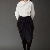 Front view of the Mijeong Park Asymmetric Cotton Shirt in white at SHOP YUCCA in Denver