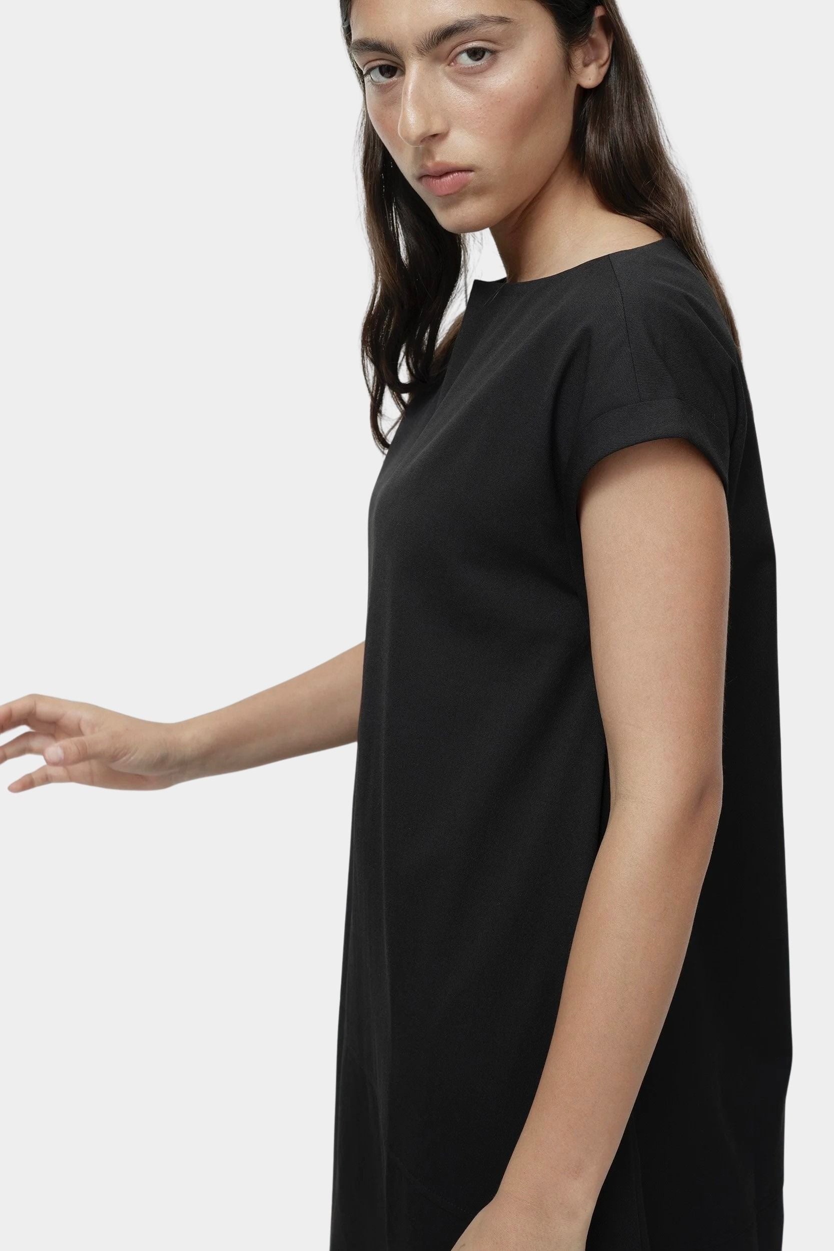 Mijeong Park balloon maxi dress black side view relaxed silhouette cap sleeves
