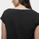 Mijeong Park balloon maxi dress black back detail invisible zipper structured fabric