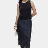 Mijeong Park navy boat neck minimal knit tank sleeveless cotton linen knit top relaxed fit minimalist summer clothing