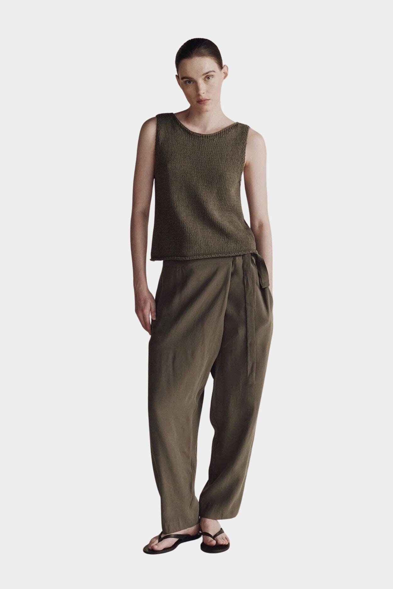 Mijeong Park | Boat Neck Knit Tank in Olive - SHOP YUCCA Tank Top MIJEONG PARK - YUCCA 
