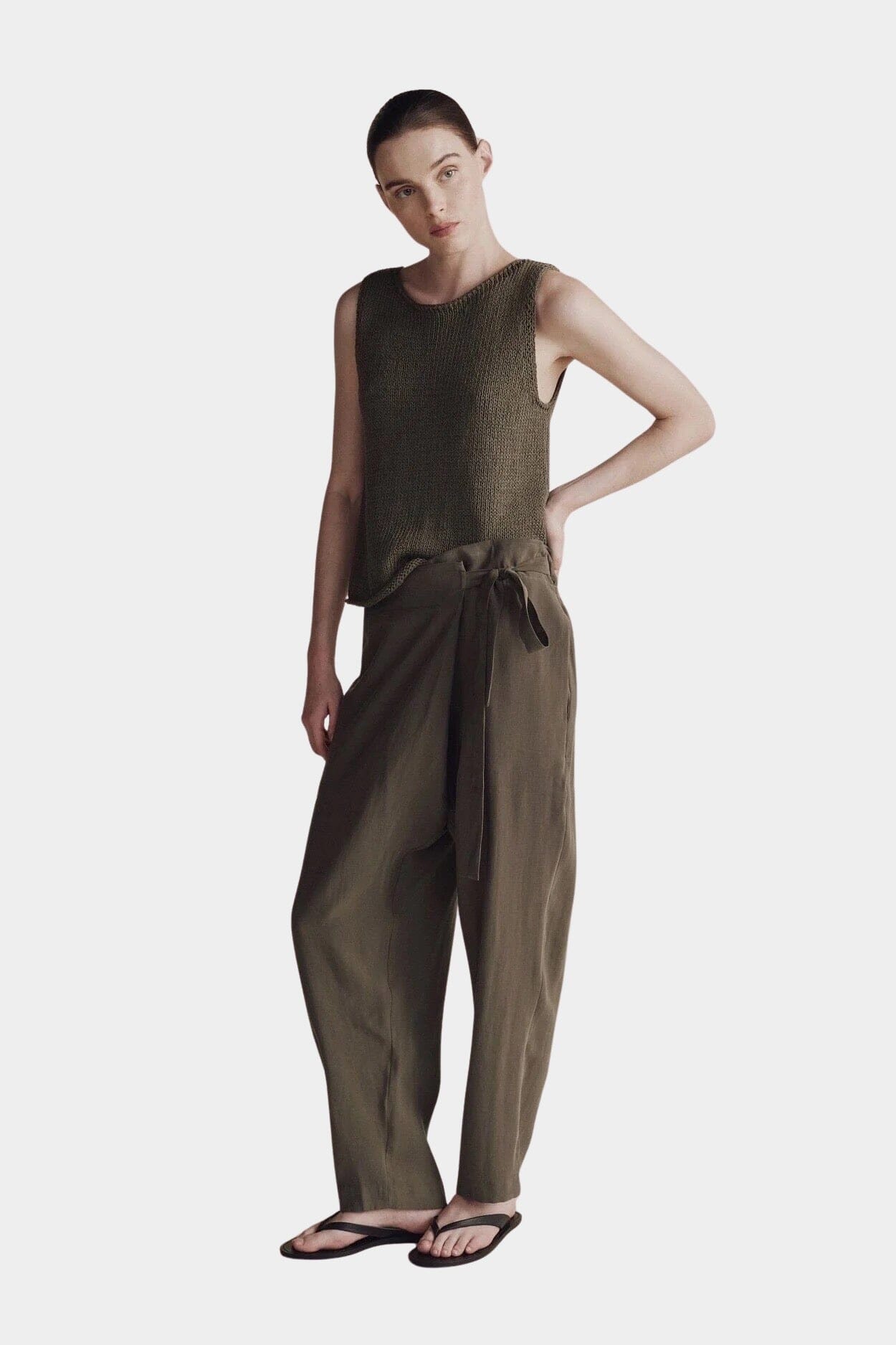 Mijeong Park | Boat Neck Knit Tank in Olive - SHOP YUCCA Tank Top MIJEONG PARK - YUCCA 