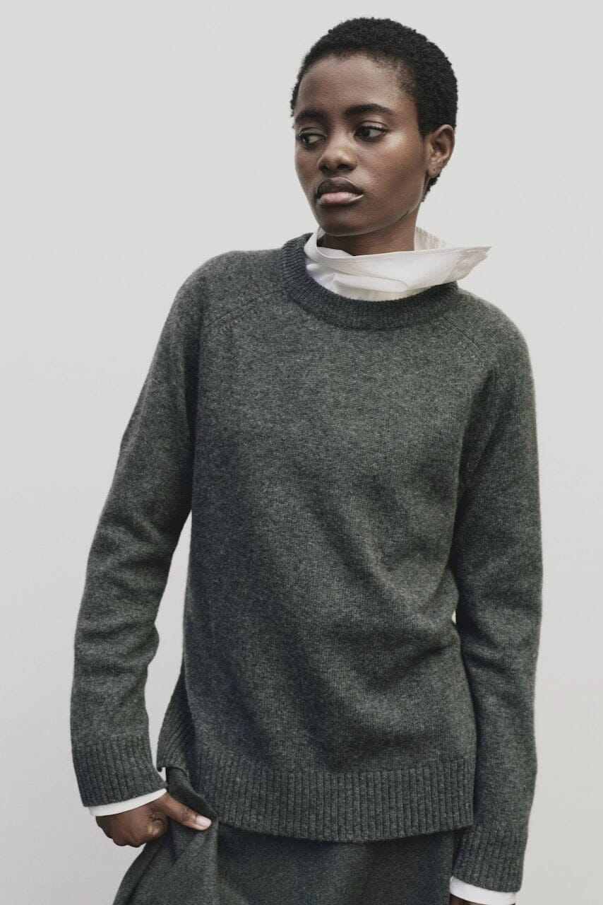 Mijeong Park - Cashmere Blend Crewneck Knit - Gray - Sweater - YUCCA, Yucca store Denver, women’s clothing boutique near me.