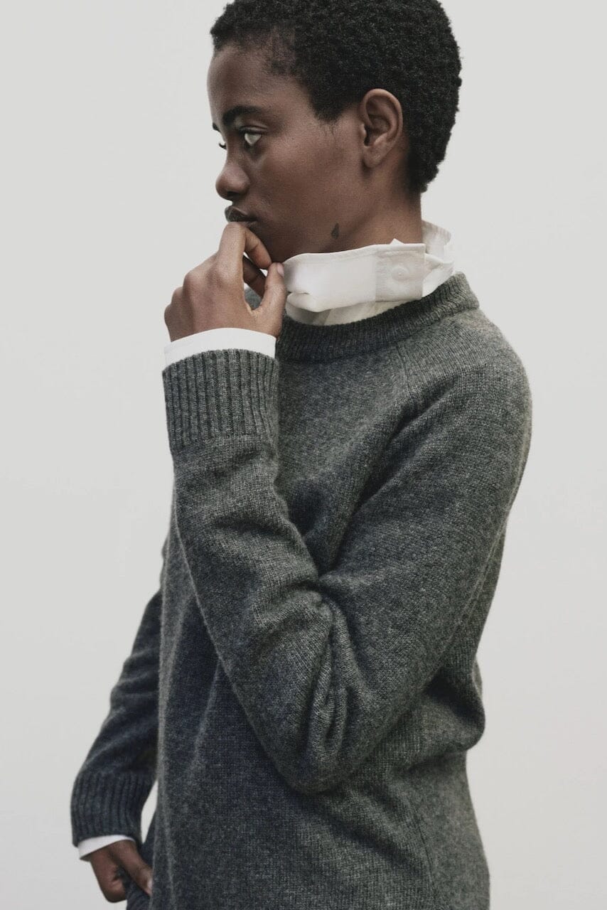 Mijeong Park - Cashmere Blend Crewneck Knit - Gray - Sweater - YUCCA, Yucca store Denver, women’s clothing boutique near me.