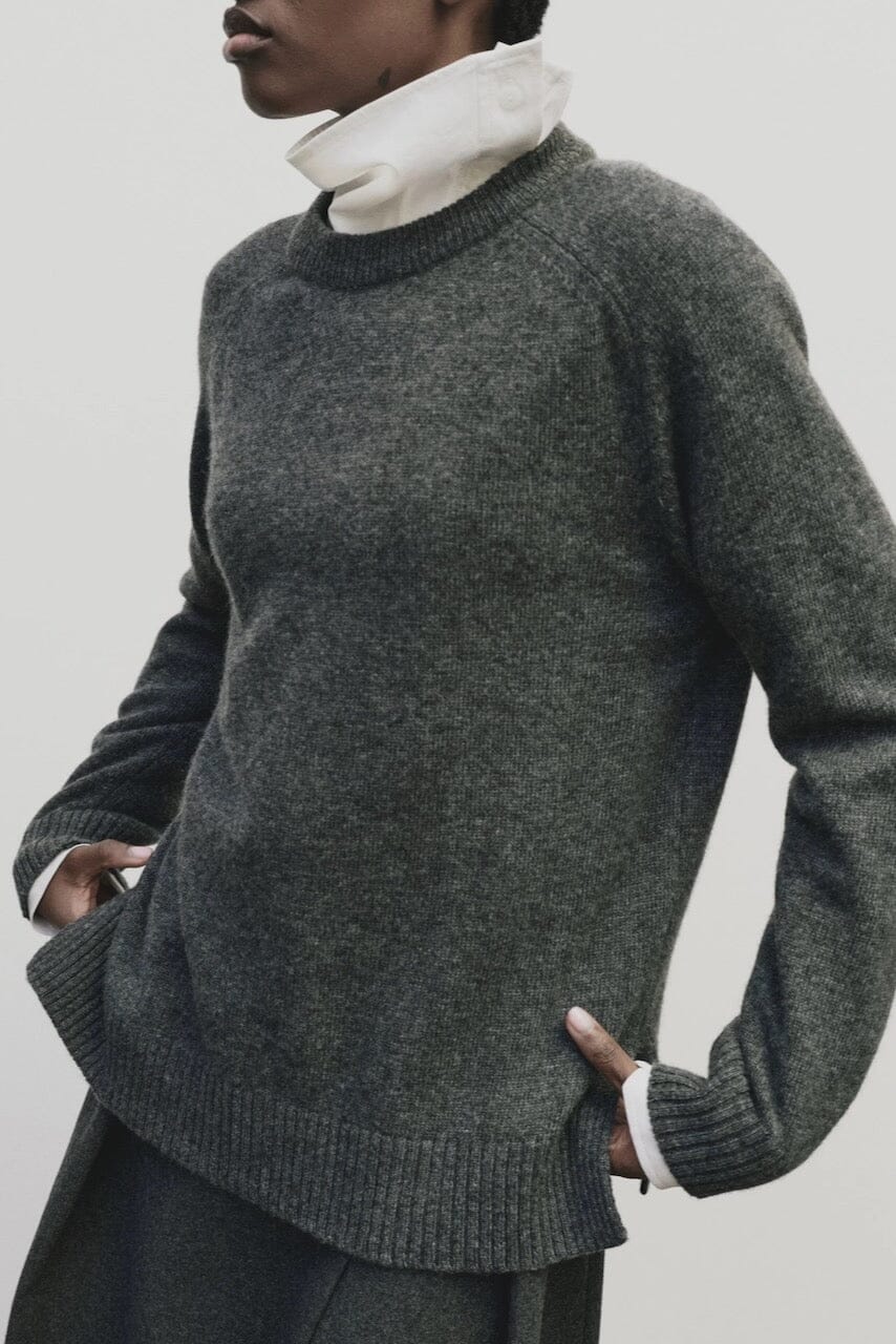 Mijeong Park - Cashmere Blend Crewneck Knit - Gray - Sweater - YUCCA, Yucca store Denver, women’s clothing boutique near me.