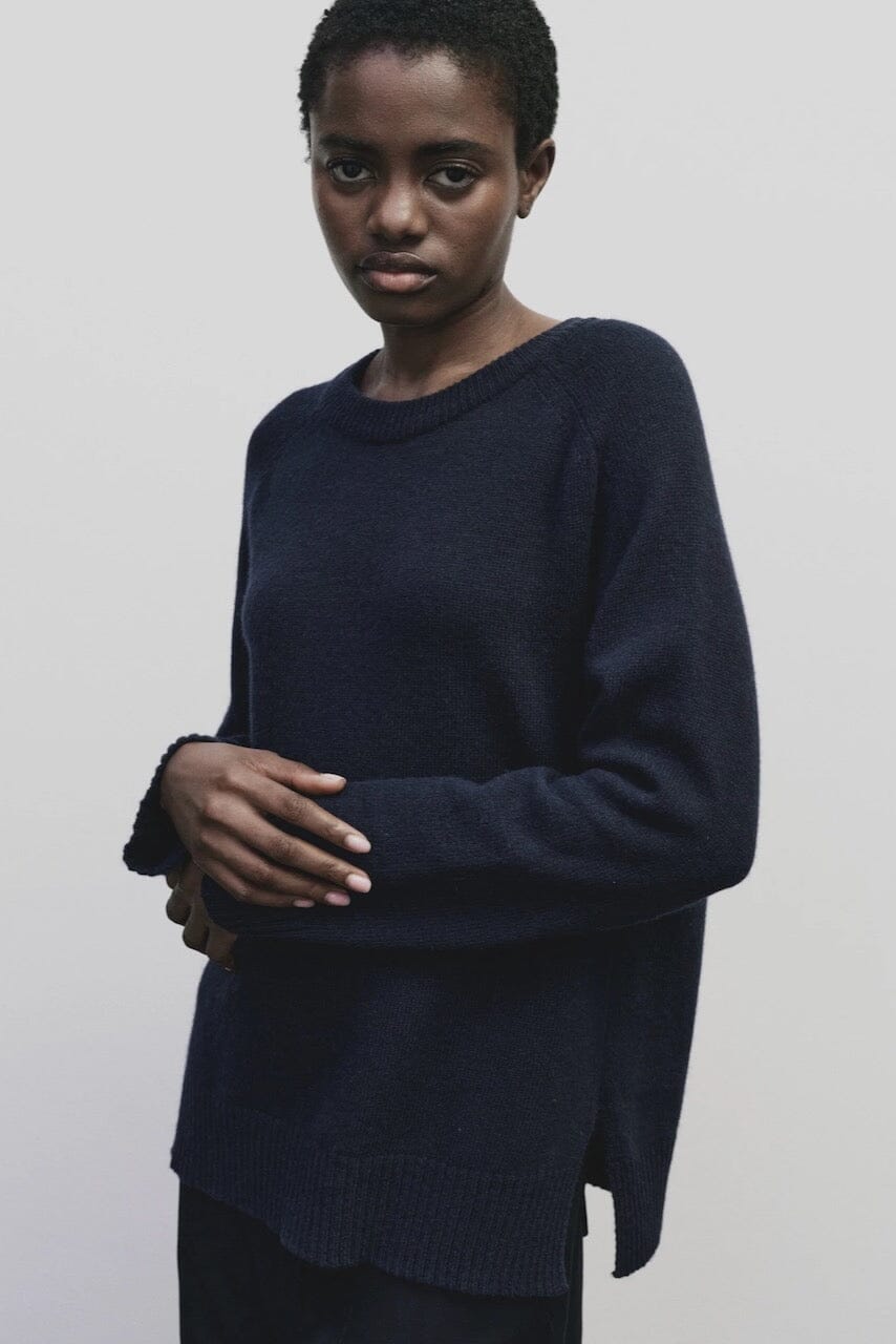 Mijeong Park - Cashmere Blend Crewneck Knit - Navy - Sweater - YUCCA, Yucca store Denver, women’s clothing boutique near me.