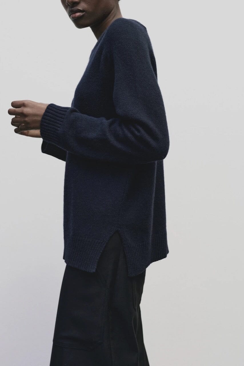 Mijeong Park - Cashmere Blend Crewneck Knit - Navy - Sweater - YUCCA, Yucca store Denver, women’s clothing boutique near me.