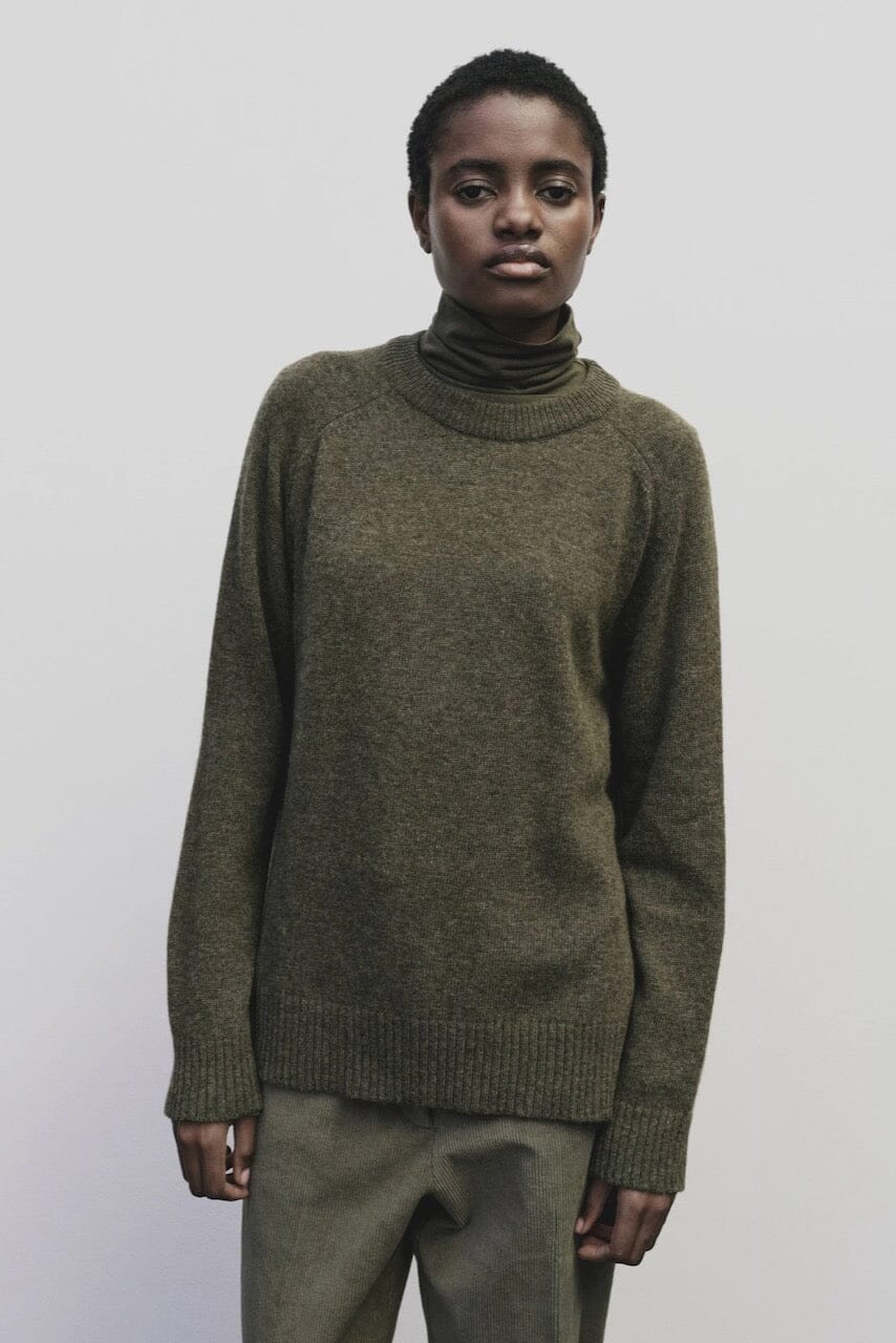 Mijeong Park | Cashmere Blend Crewneck Knit In Olive - SHOP YUCCA Sweater MIJEONG PARK - YUCCA 