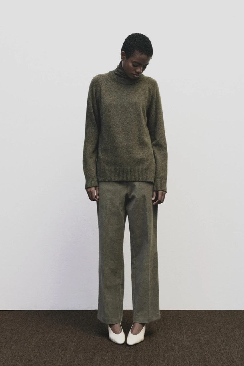 Mijeong Park | Cashmere Blend Crewneck Knit In Olive - SHOP YUCCA Sweater MIJEONG PARK - YUCCA 