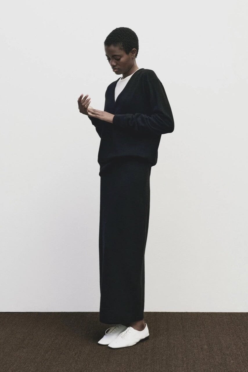 Mijeong Park - Cashmere Blend Knit Midi Skirt - Black - Skirts - YUCCA, Women’s clothing store Denver, shop local.