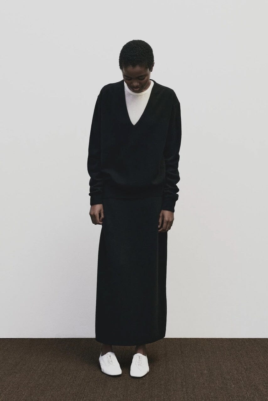 Mijeong Park - Cashmere Blend Knit Midi Skirt - Black - Skirts - YUCCA, Women’s clothing store Denver, shop local.